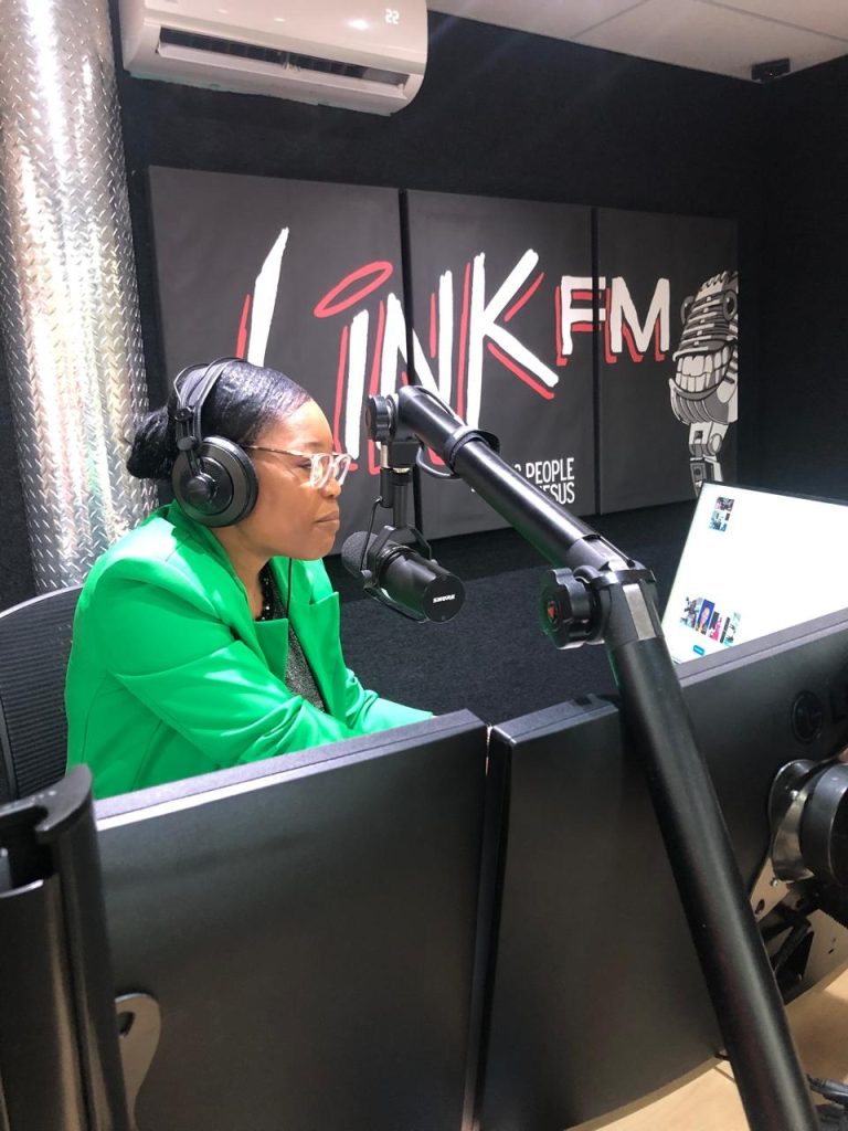 Mpho presenting at Link FM