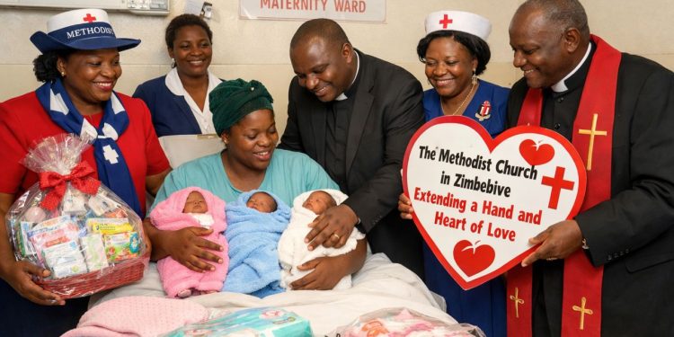 The Methodist Church in Zimbabwe extend a hand and heart of love to triplets in Rusape Hospital