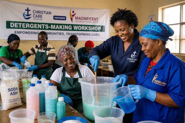 Christian Care partners Magnificent International Arts in detergents-making workshop